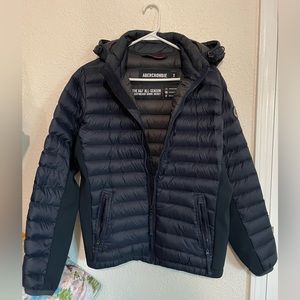 Abercrombie and Fitch Men’s Hooded Down Puffer Jacket - Navy Size Small